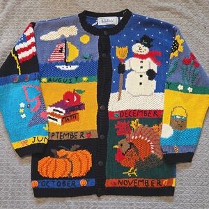 Vtg knitted 12 months of the year sweater